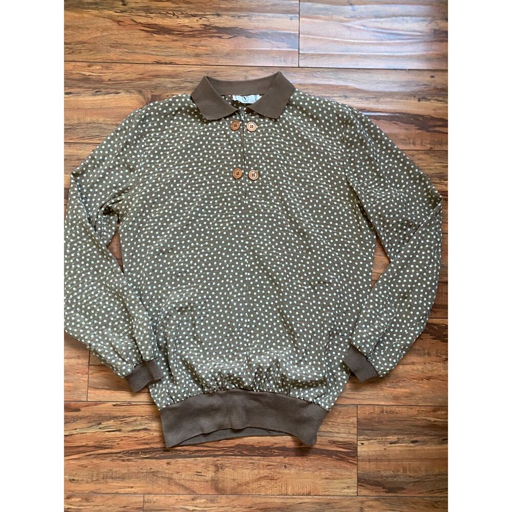 Vintage Valentino Brown Polka Dot Shirt Long Sleeve Top Women's Sz 40 (US 4/6)